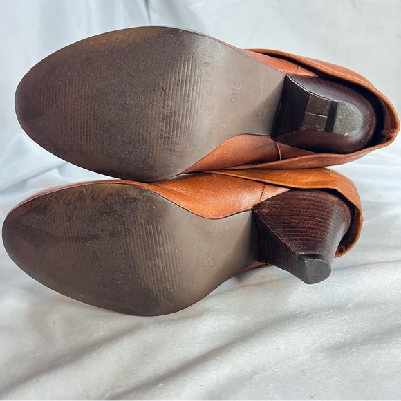 STEVE MADDEN Women's Fold Over Camel Leather Pull-On Heeled Boots 7.5 M - Picture 7 of 7